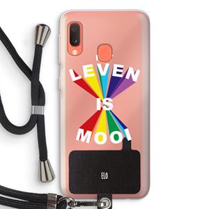 CaseCompany Het Leven Is Mooi: Samsung Galaxy A20e Transparant Hoesje met koord