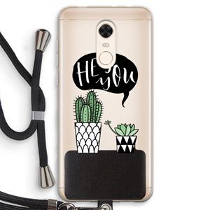 CaseCompany Hey you cactus: Xiaomi Redmi 5 Transparant Hoesje met koord