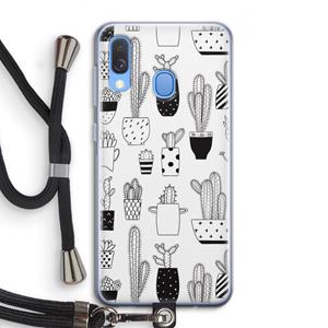 CaseCompany Cactusmotief: Samsung Galaxy A40 Transparant Hoesje met koord