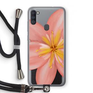 CaseCompany Pink Ellila Flower: Samsung Galaxy A11 Transparant Hoesje met koord