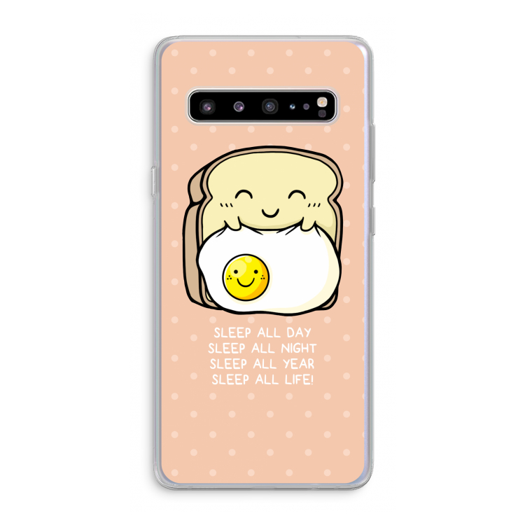 CaseCompany Sleep All Day: Samsung Galaxy S10 5G Transparant Hoesje