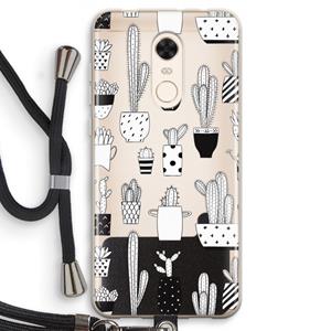 CaseCompany Cactusmotief: Xiaomi Redmi 5 Transparant Hoesje met koord