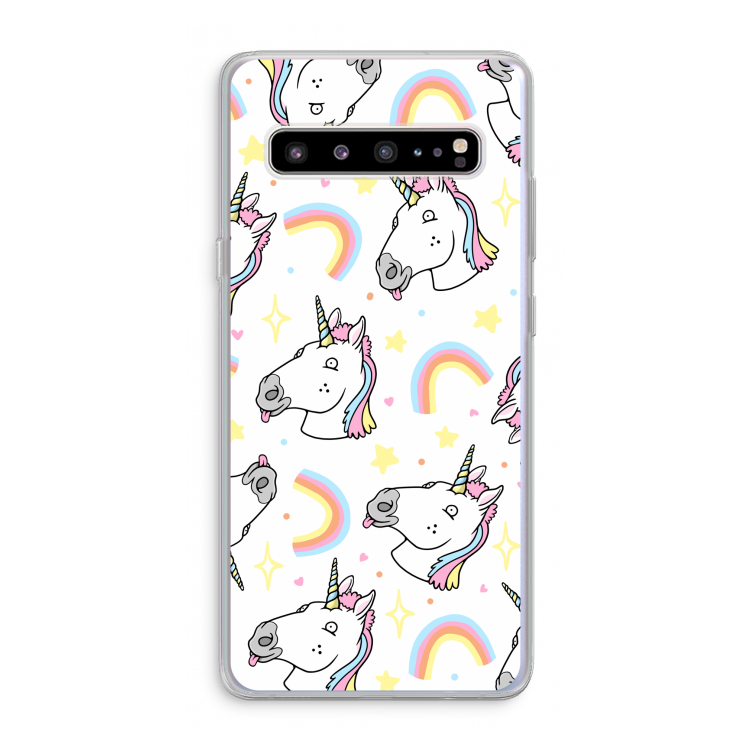 CaseCompany Rainbow Unicorn: Samsung Galaxy S10 5G Transparant Hoesje