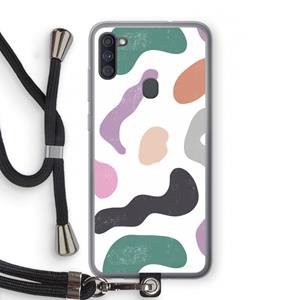 CaseCompany Memphis Shapes: Samsung Galaxy A11 Transparant Hoesje met koord