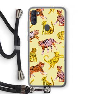 CaseCompany Cute Tigers and Leopards: Samsung Galaxy A11 Transparant Hoesje met koord