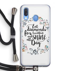 CaseCompany Diamonds: Samsung Galaxy A40 Transparant Hoesje met koord