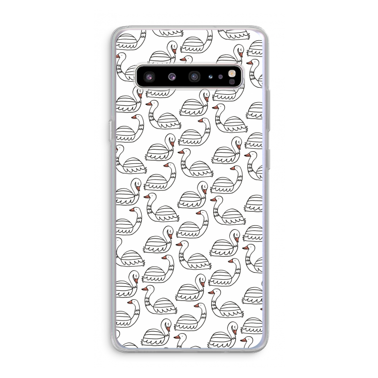 CaseCompany Zwanen: Samsung Galaxy S10 5G Transparant Hoesje