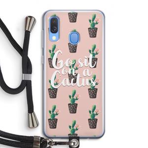 CaseCompany Cactus quote: Samsung Galaxy A40 Transparant Hoesje met koord