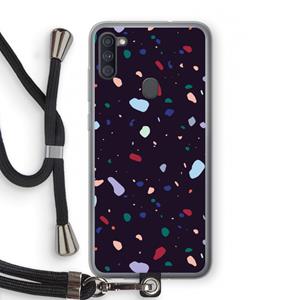CaseCompany Dark Rounded Terrazzo: Samsung Galaxy A11 Transparant Hoesje met koord