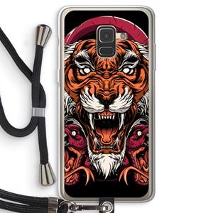 CaseCompany Tiger and Rattlesnakes: Samsung Galaxy A8 (2018) Transparant Hoesje met koord