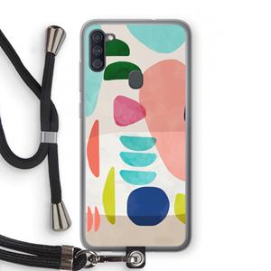 CaseCompany Bold Rounded Shapes: Samsung Galaxy A11 Transparant Hoesje met koord