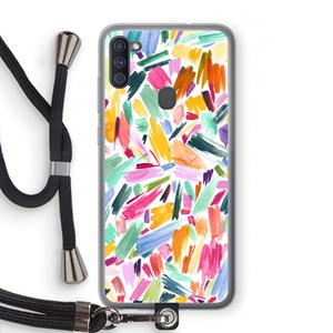 CaseCompany Watercolor Brushstrokes: Samsung Galaxy A11 Transparant Hoesje met koord