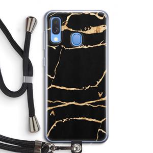 CaseCompany Gouden marmer: Samsung Galaxy A40 Transparant Hoesje met koord