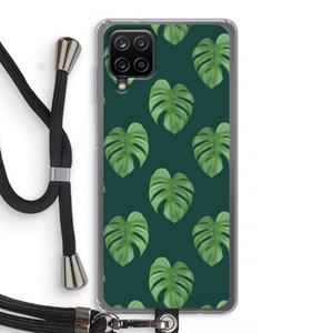 CaseCompany Monstera leaves: Samsung Galaxy A12 Transparant Hoesje met koord