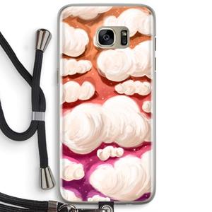 CaseCompany Katoen Wolken: Samsung Galaxy S7 Edge Transparant Hoesje met koord