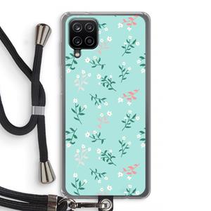CaseCompany Small white flowers: Samsung Galaxy A12 Transparant Hoesje met koord