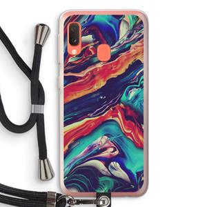 CaseCompany Chameleon Sun: Samsung Galaxy A20e Transparant Hoesje met koord