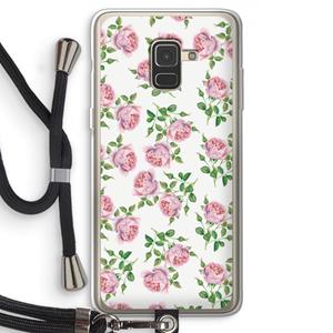 CaseCompany Kleine roosjes: Samsung Galaxy A8 (2018) Transparant Hoesje met koord