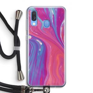 CaseCompany Paarse stroom: Samsung Galaxy A40 Transparant Hoesje met koord