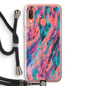 CaseCompany Electric Times: Samsung Galaxy A20e Transparant Hoesje met koord