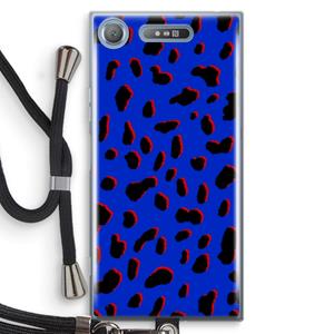 CaseCompany Blue Leopard: Sony Xperia XZ1 Transparant Hoesje met koord