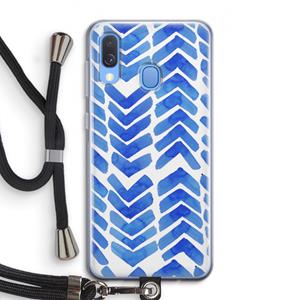 CaseCompany Blauwe pijlen: Samsung Galaxy A40 Transparant Hoesje met koord