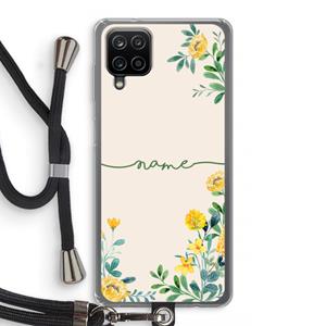 CaseCompany Gele bloemen: Samsung Galaxy A12 Transparant Hoesje met koord