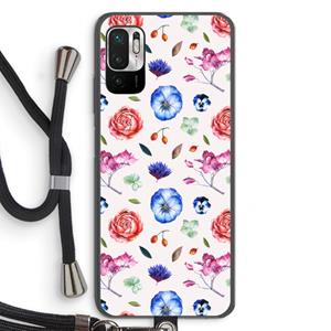 CaseCompany Bloemetjes: Xiaomi Redmi Note 10 5G Transparant Hoesje met koord