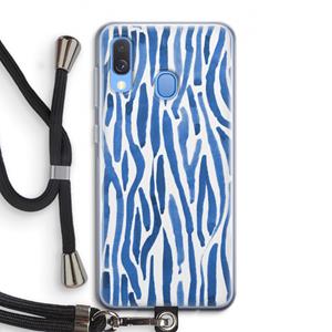 CaseCompany Blauwe nerven: Samsung Galaxy A40 Transparant Hoesje met koord