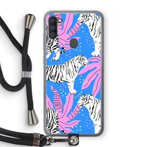CaseCompany Tijger: Samsung Galaxy A11 Transparant Hoesje met koord