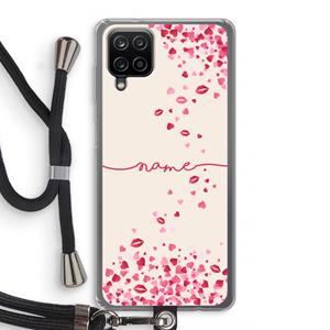 CaseCompany Hartjes en kusjes: Samsung Galaxy A12 Transparant Hoesje met koord