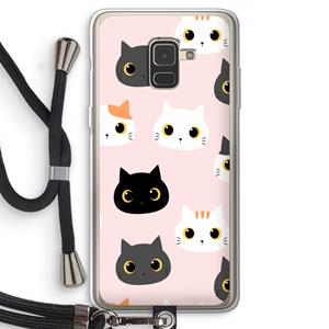 CaseCompany Katten: Samsung Galaxy A8 (2018) Transparant Hoesje met koord