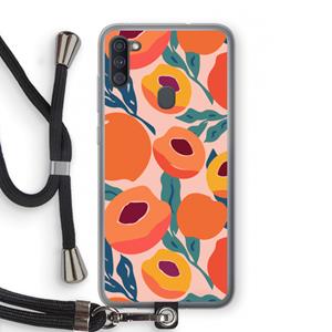 CaseCompany Perzik: Samsung Galaxy A11 Transparant Hoesje met koord