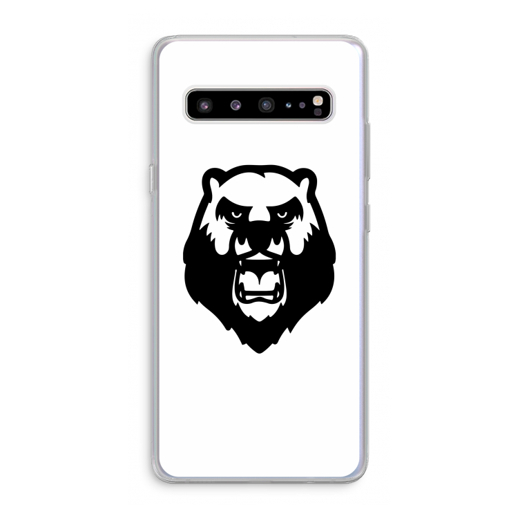 CaseCompany Angry Bear (white): Samsung Galaxy S10 5G Transparant Hoesje