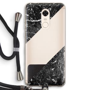 CaseCompany Zwart marmer: Xiaomi Redmi 5 Transparant Hoesje met koord