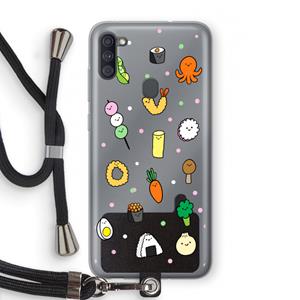 CaseCompany Happy bento friends: Samsung Galaxy A11 Transparant Hoesje met koord