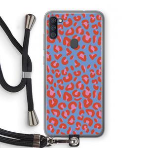 CaseCompany Leopard blue: Samsung Galaxy A11 Transparant Hoesje met koord