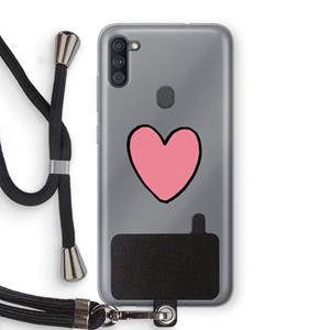 CaseCompany Hartje: Samsung Galaxy A11 Transparant Hoesje met koord
