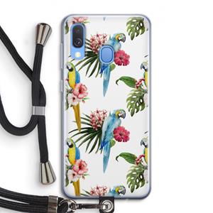 CaseCompany Kleurrijke papegaaien: Samsung Galaxy A40 Transparant Hoesje met koord