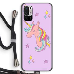 CaseCompany Roze eenhoorn: Xiaomi Redmi Note 10 5G Transparant Hoesje met koord