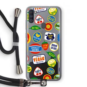 CaseCompany Fruitsticker: Samsung Galaxy A11 Transparant Hoesje met koord