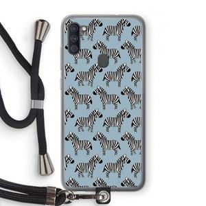 CaseCompany Zebra: Samsung Galaxy A11 Transparant Hoesje met koord
