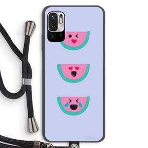 CaseCompany Smiley watermeloen: Xiaomi Redmi Note 10 5G Transparant Hoesje met koord