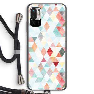 CaseCompany Gekleurde driehoekjes pastel: Xiaomi Redmi Note 10 5G Transparant Hoesje met koord