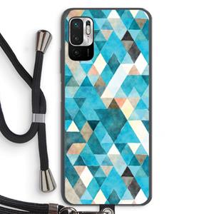 CaseCompany Gekleurde driehoekjes blauw: Xiaomi Redmi Note 10 5G Transparant Hoesje met koord