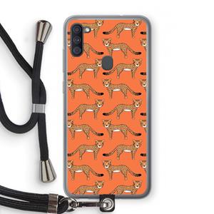 CaseCompany Cheetah: Samsung Galaxy A11 Transparant Hoesje met koord