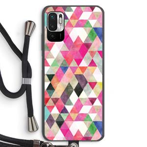 CaseCompany Gekleurde driehoekjes: Xiaomi Redmi Note 10 5G Transparant Hoesje met koord