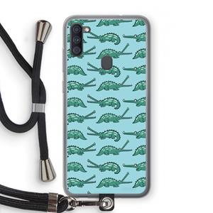CaseCompany Kroko: Samsung Galaxy A11 Transparant Hoesje met koord