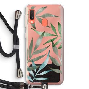 CaseCompany Tropical watercolor leaves: Samsung Galaxy A20e Transparant Hoesje met koord