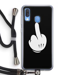CaseCompany Middle finger black: Samsung Galaxy A40 Transparant Hoesje met koord